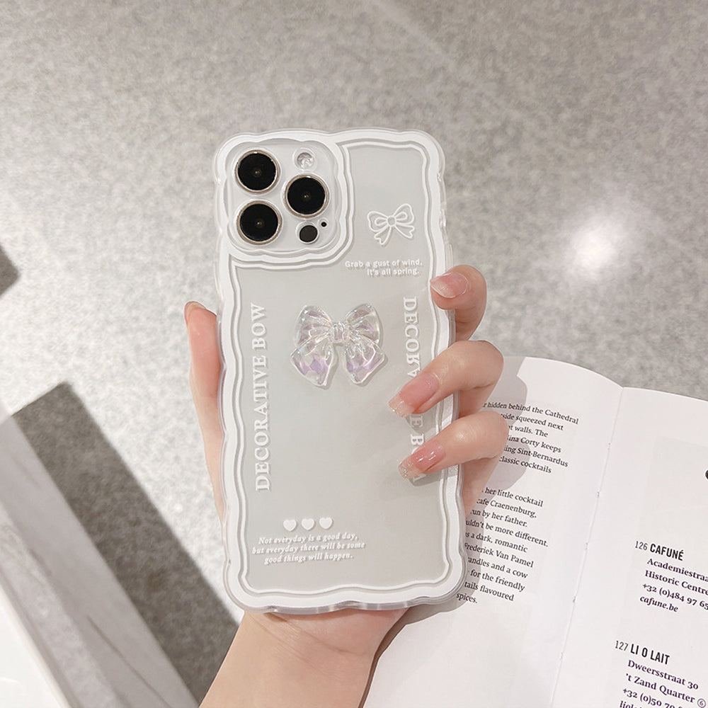 For iPhone 13 Pro Cell Phone Cover Bowknot Decor Clear TPU Mobile Phone Case with Wrist Strap For iPhone 13 Pro Cell Phone Cover Bowknot Decor Clear TPU Mobile Phone Case with Wrist Strap